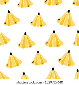Vector seamless pattern in Doodle style. Patissons. Vegetable background. eps 10