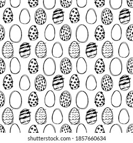 vector seamless pattern of doodles of easter eggs