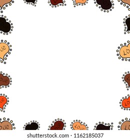 Vector. Seamless pattern. Doodles elements hand drawn frames. Picture in white, black and beige colors.