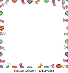 Vector. Seamless pattern. Doodles elements hand drawn frames. Picture in pink, white and black colors.