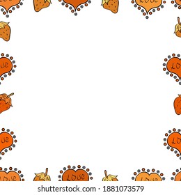 Vector. Seamless pattern. Doodles elements hand drawn frames. Picture in orange, black and white colors.