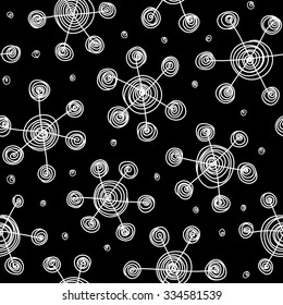 Vector seamless pattern with doodles snowflakes. Winter christmas hand drawn background in child's style. Cute decorative illustration for print, web