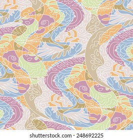 Vector seamless pattern, doodling design. Illustration, cute abstract background. Color doodle background.