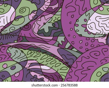 Vector seamless pattern, doodling design. Illustration, cute abstract background. Color doodle background.