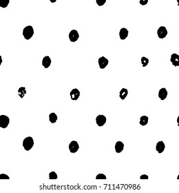 Vector seamless pattern with dots. Abstract background with round brush strokes. Hand drawn texture. Stylish dot