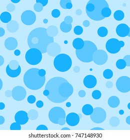 Vector seamless pattern with dots. Geometric background with blue bubbles. EPS10. Can be used as print on cover or cloth, wrapping paper, web, design of banner.