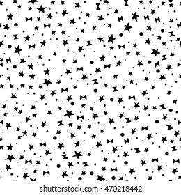 Vector seamless pattern with dots, star and bow knot. Abstract doodle hand drawn form. For wallpaper, print, posters and phone case.