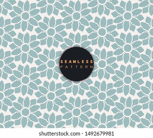 Vector seamless pattern with dots stylish texture in floral shape repeating geometric simple background.