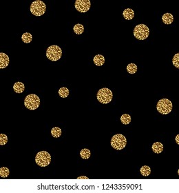 Vector of seamless pattern with dots.Gold sparkling effect.Confetti New Year design