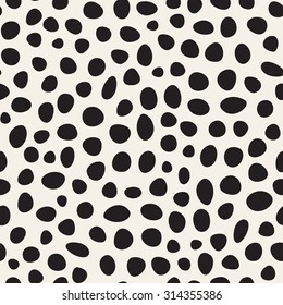 Vector seamless pattern with dotted circles. Stylish background with randomly disposed spots. Monochrome minimalist graphic design. Tileable simple texture from small black dots