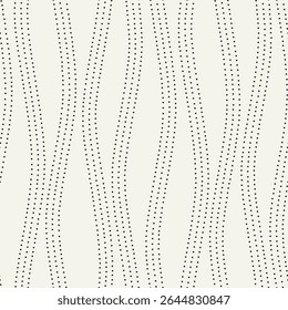 Vector seamless pattern. Dotted stylish background. Smooth dotted waves. Stylised Australian Aboriginal Art. Modern surface design. Monochrome dotted swatch.
