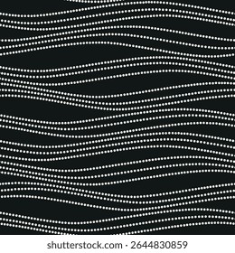 Vector seamless pattern. Dotted stylish background. Smooth dotted waves. Stylised Australian Aboriginal Art. Modern surface design. Monochrome dotted swatch.