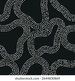 Vector seamless pattern. Dotted stylish background. Smooth dotted shapes. Stylised Australian Aboriginal Art. Modern surface design. Monochrome dotted swatch.