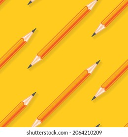 Vector seamless pattern of double sided pencil that can be used to write on both sides, learning, drawing, writing, texture design, illustrarion serface, on yellow background, Happy back to school .