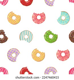 Vector seamless pattern with doughnuts