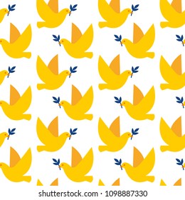 Vector seamless pattern with doves of peace