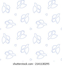vector seamless pattern with doves of peace