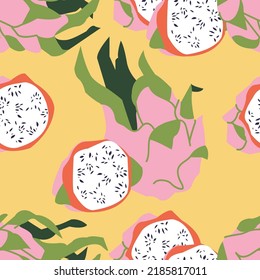 Vector seamless pattern with dragon fruits. Abstract design for paper, cover, fabric