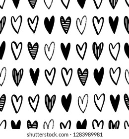 Vector seamless pattern drawing hearts. Perfect for fabric, wrapping paper and packaging for Valentine's Day.