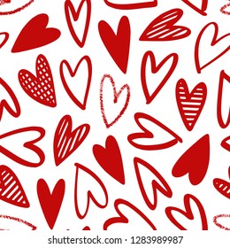 Vector seamless pattern drawing hearts. Perfect for fabric, wrapping paper and packaging for Valentine's Day.