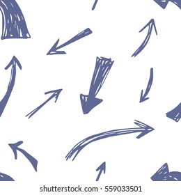 Vector seamless pattern with drawn arrows