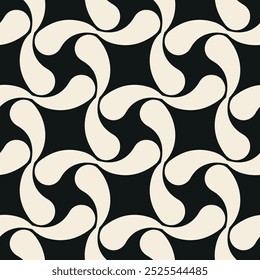 Vector seamless pattern with drop-like elements forming curls