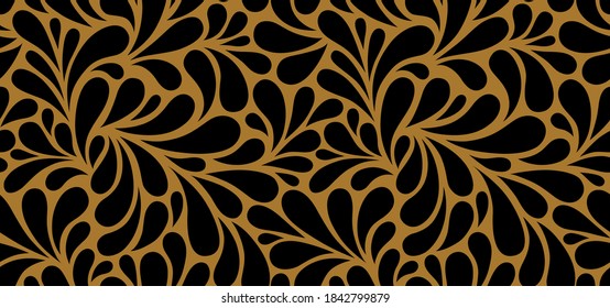 Vector seamless pattern with drops. Abstract floral background. Stylish monochrome texture.