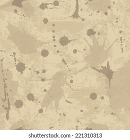 Vector seamless pattern with drops and splashes. Grunge background.