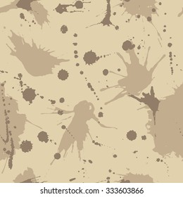 Vector seamless pattern with drops and splashes. Grunge background.