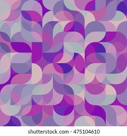 Vector seamless pattern of drop-shaped twists and undulating geometric forms hearts in dark pastel colors in a modern flat style design for backgrounds, printing, textile, packaging and websites.