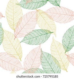 Vector seamless pattern with dry autumn leaves