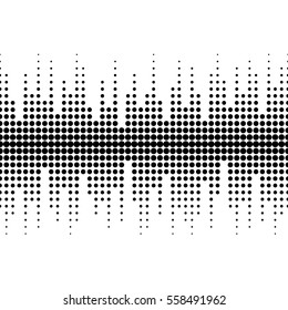 Vector Seamless Pattern. Dynamic Visual Effect, Monochrome Background With Different Sized Dots. Black & White. Illustration Of Sound Waves. Geometric Texture For Prints, Digital, Cover, Decor, Web.