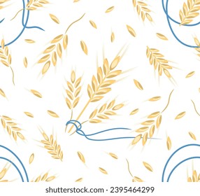 Vector seamless pattern of ears of wheat. Agriculture for the production of flour and bread. Design for printing on textiles, fabric, paper, packaging.