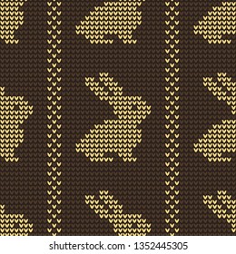 Vector seamless pattern with Easter bunny. Knitted background. Happy Easter. Festive backdrop. Design for banner, poster or print.