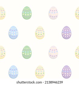 Vector seamless pattern for Easter with cute colorful eggs. Vector repeating print for fabrics, paper, textile, gift wrap, banners or web design with cute eggs. Vector repeating holiday background.
