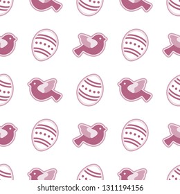 Vector seamless pattern with Easter eggs, birds. Happy Easter. Festive background. Design for banner, poster or print.