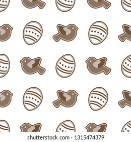 Vector seamless pattern with Easter eggs, birds. Happy Easter. Festive background. Design for banner, poster or print.