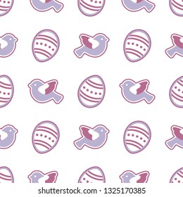 Vector seamless pattern with Easter eggs, birds. Happy Easter. Festive background. Design for banner, poster or print.
