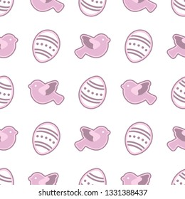 Vector seamless pattern with Easter eggs, birds. Happy Easter. Festive background. Design for banner, poster or print.