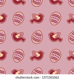 Vector seamless pattern with Easter eggs, birds. Happy Easter. Festive background. Design for banner, poster or print.