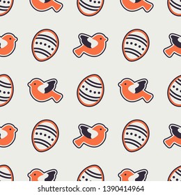Vector seamless pattern with Easter eggs, birds. Happy Easter. Festive background. Design for banner, poster or print.