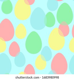 Vector seamless pattern with Easter eggs in colors overlay style. Modern design for wallpaper, textile, fabric, wrapping paper