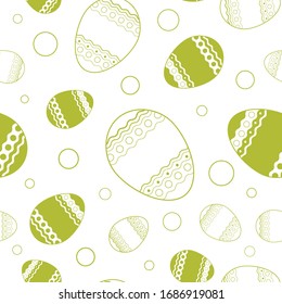 Vector seamless pattern with easter eggs with geometric elements on a white background. Ornamental image for Easter celebration. Picture for packaging and textiles. Easter card.