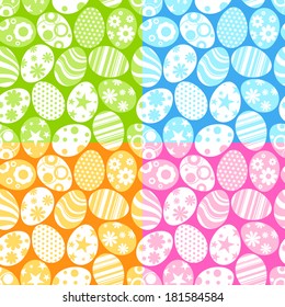 Vector seamless pattern with Easter eggs. Four different color variations.