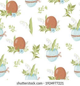Vector seamless pattern with Easter eggs. Vector illustration for wrapping paper and scrapbooking