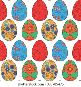 Vector seamless pattern. Easter, eggs, Easter eggs. White background