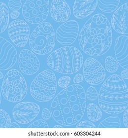 Vector seamless pattern with easter ornate eggs. Holiday background 