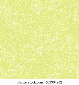 Vector seamless pattern with easter ornate eggs. Holiday background 