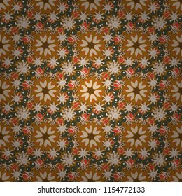 Vector seamless pattern in Eastern style. Luxury sketch for invitations, greeting card, wallpaper. Magenta, brown and beige floral decor. Ornate elements for design on moroccan backdrop.