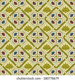 vector seamless pattern in eastern style, seamless pattern in swatch menu
